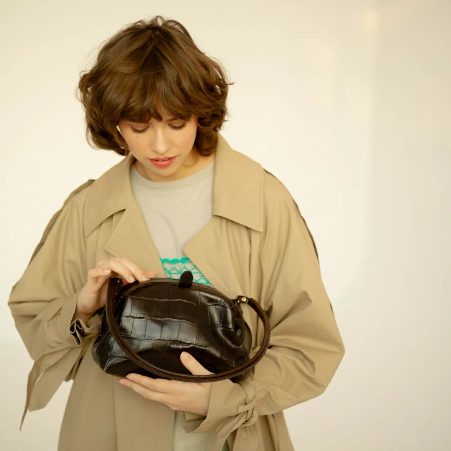 Minitorebki-Balagan Hug Bag Torebka L, Brazowy Wzor Krokodyla